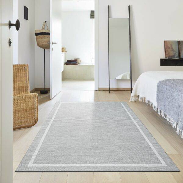 Fladvævet tæppe afpasset tæppe løse tæpper orino 3016 grå - miljø - kvardrat